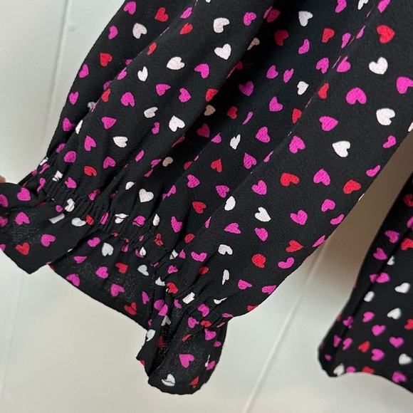 Meraki Black Heart Print Surplice Blouse XL - Picture 7 of 10